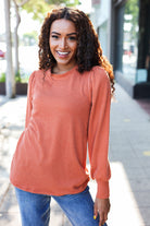 Haptics Everyday Rust Rib Mineral Wash Long Sleeve Top Haptics