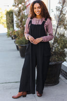 Haptics Black Wide Leg Adjustable Baggy Bib Jumpsuit Haptics