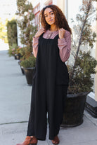 Haptics Black Wide Leg Adjustable Baggy Bib Jumpsuit Haptics