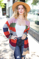 Haptics Multicolor Striped Slouchy Open Cardigan 2024 Blow-Out Sale