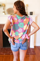 Haptics Feeling Playful Fuchsia Floral Textured Ruffle Sleeve Top Final Sale Haptics