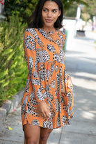Hayzel Rust Animal Geo Print Swing Dress with Pockets S, M, 2X 3X Final Sale Hayzel