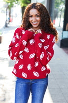 Haptics Game Day Red Football Print Jacquard Knit Sweater 2024 Blow-Out Sale