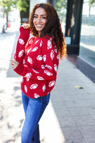 Haptics Game Day Red Football Print Jacquard Knit Sweater 2024 Blow-Out Sale
