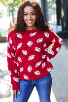 Haptics Game Day Red Football Print Jacquard Knit Sweater 2024 Blow-Out Sale