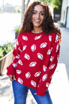 Haptics Game Day Red Football Print Jacquard Knit Sweater Haptics