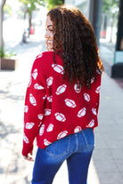 Haptics Game Day Red Football Print Jacquard Knit Sweater Haptics