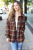 Haptics r Rust Plaid & Animal Print Button Down Jacket