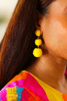 ICON Yellow Raffia Lantern Pom Dangle Earrings ICON