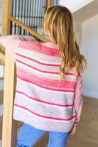 Haptics On The Chase Pink & Coral Striped Knit Sweater Final Sale Haptics