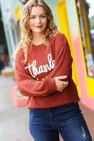 Haptics Thanksgiving Pop Up Embroidery Chunky Sweater Haptics