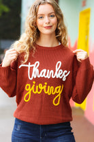 Haptics Thanksgiving Pop Up Embroidery Chunky Sweater Haptics