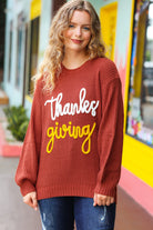 Haptics Thanksgiving Pop Up Embroidery Chunky Sweater Haptics