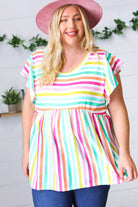 Haptics Lavender Rainbow Stripe Babydoll To Final Sale