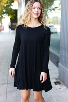 Beeson River Classic Elegance Black Long Sleeve Shift Knit Dress Beeson River