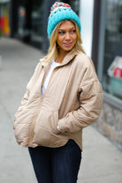 Haptics Taupe Quilted Puffer Jacket Haptics