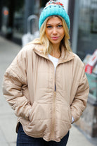 Haptics Taupe Quilted Puffer Jacket Haptics