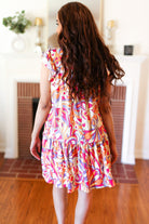 Haptics Multicolor Geometric Midi Flutter Sleeve Dress Final Sale