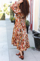 Feeling Femme Mocha Floral Print V Neck Satin Maxi Dress Haptics