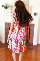 Haptics Multicolor Geometric Midi Flutter Sleeve Dress Final Sale