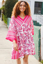 Haptics Red & Pink Paisley Drop Shoulder Kimono Dress Dresses