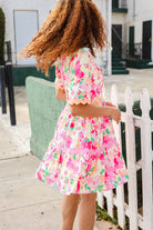 Haptics Rose Floral Print Ric Rack Trim Babydoll Dress