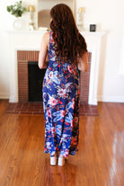 Haptics Navy Floral Fit and Flare Sleeveless Maxi Dress Haptics