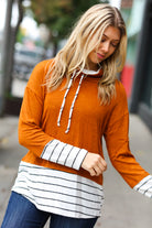 Haptics Everyday Rust Stripe Hacci Knit Turtleneck Top Haptics