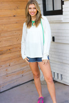 Haptics Feeling It Kelly Green Clover Cut Out Terry Hoodie Final Sale 2024 Blow-Out Sale