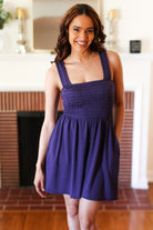 Haptics Indigo Terry Smocked Tank Top Baggy Shorts Romper Final Sale