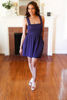 Haptics Indigo Terry Smocked Tank Top Baggy Shorts Romper Final Sale