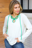 Haptics Feeling It Kelly Green Clover Cut Out Terry Hoodie Final Sale 2024 Blow-Out Sale