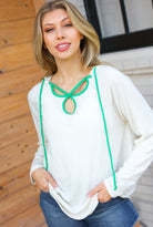 Haptics Feeling It Kelly Green Clover Cut Out Terry Hoodie Final Sale 2024 Blow-Out Sale