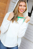 Haptics Feeling It Kelly Green Clover Cut Out Terry Hoodie Final Sale 2024 Blow-Out Sale