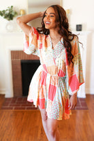 Haptics Multicolor Paisley Patchwork Surplice Romper
