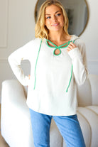 Haptics Feeling It Kelly Green Clover Cut Out Terry Hoodie Final Sale 2024 Blow-Out Sale