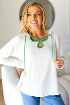 Haptics Feeling It Kelly Green Clover Cut Out Terry Hoodie Final Sale 2024 Blow-Out Sale
