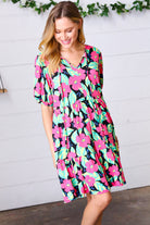 Haptics Multicolor Flat Floral Tiered Front Tie Pocketed Dress Final Sale Haptics