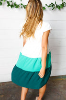 Haptics Seafoam & Emerald Tiered Frill Sleeve Midi Dress Final Sale