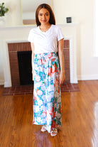 And The Why Vacay Vibes Green Floral Smocked Waist Side Slit Palazzo Pants AndTheWhy