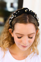 Black Stone & Gem Football Embellished Top Knot Headband Jane Ruth