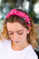 Fuchsia Stone & Gem Football Embellished Top Knot Headband Jane Ruth