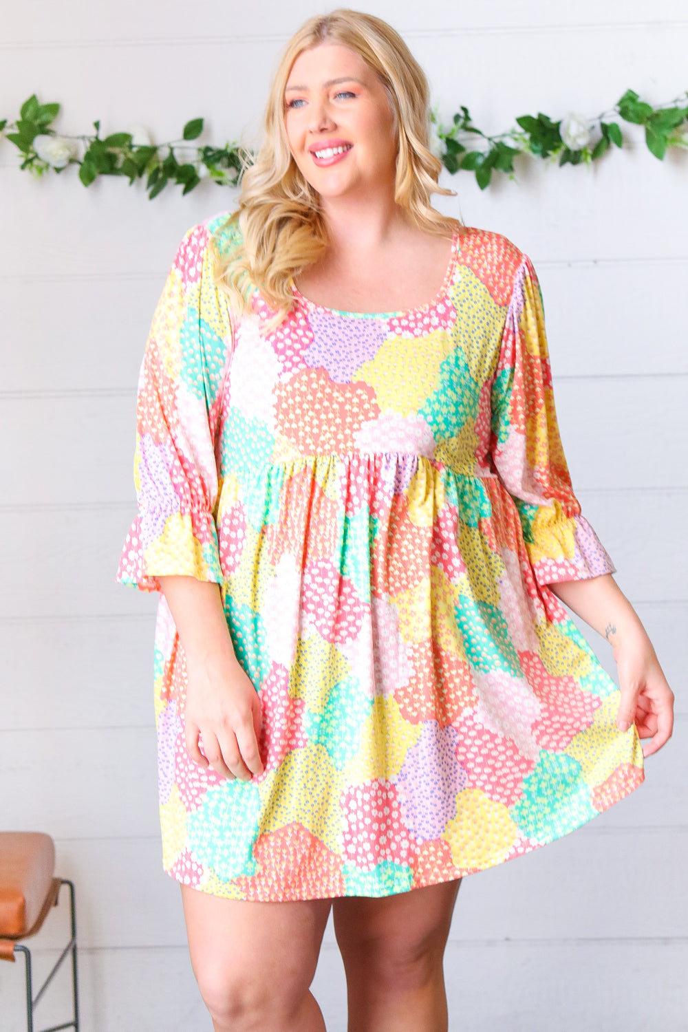 Haptics Multicolor Floral Patchwork Fit and Flare Dress Final Sale