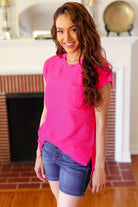 Haptics Best In Bold Hot Pink Dolman Ribbed Knit Sweater Top Final Sale 2024 Summer Blow Out Sale