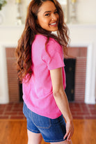 Zenana Fuchsia Baby Waffle Henley Neckline Top Final Sale