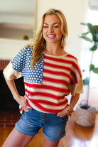Haptics American Flag Jacquard Knit Sweater Top Final Sale