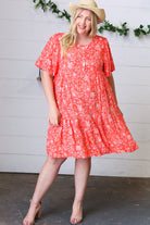 Haptics Coral Floral Button Down Midi Dress Final Sale Haptics