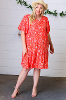 Haptics Coral Floral Button Down Midi Dress Final Sale Haptics