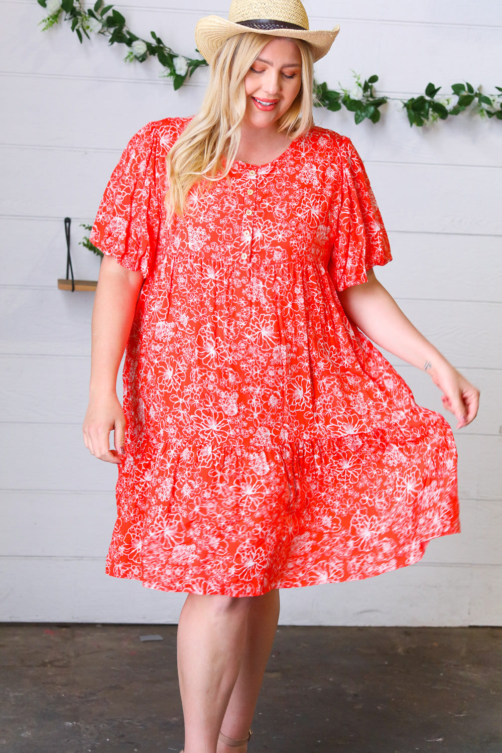 Haptics Coral Floral Button Down Midi Dress Final Sale Haptics