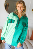 Haptics On The Way Up Mint Color Block Button Down Pullover Final Sale Haptics